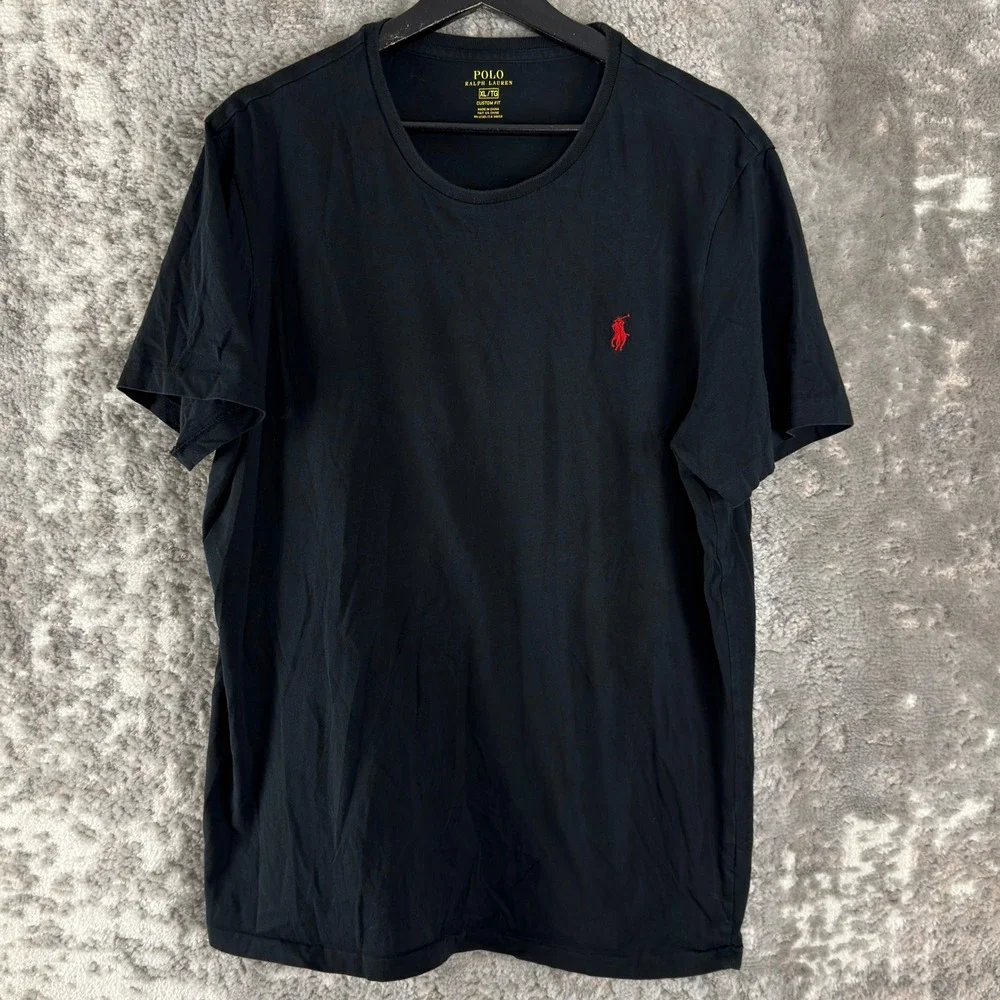 Polo Ralph Lauren Size XL Custom Fit Pony‎ Logo T-Shirt Black Short Sleeve Mens